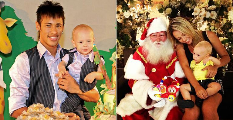 Filho de Neymar visita o Papai Noel com a mãe, Carolina Dantas