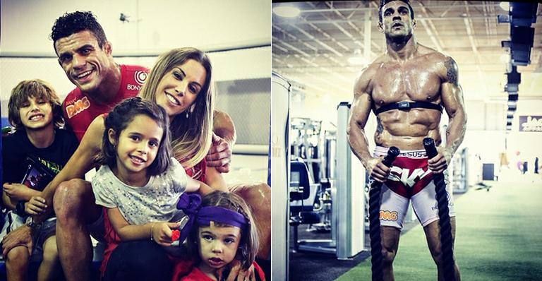 Em treino exaustivo, Vitor Belfort recebe incentivo de Joana Prado e dos filhos