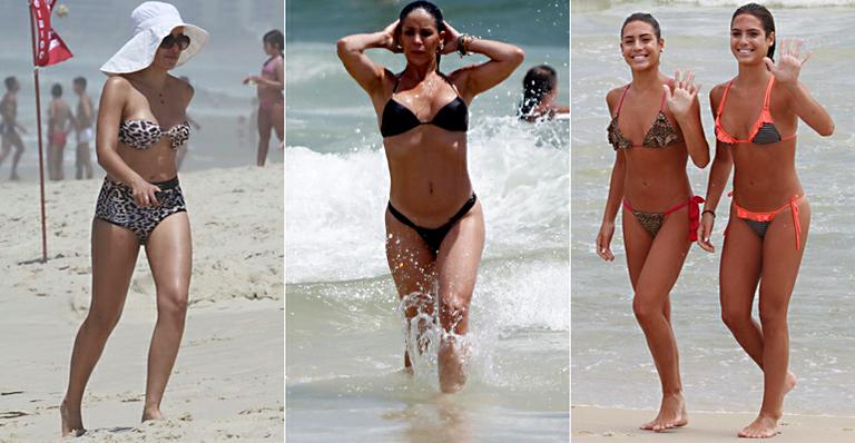Calor carioca! Danielle Winits e outros famosos se refrescam em praia do Rio de Janeiro