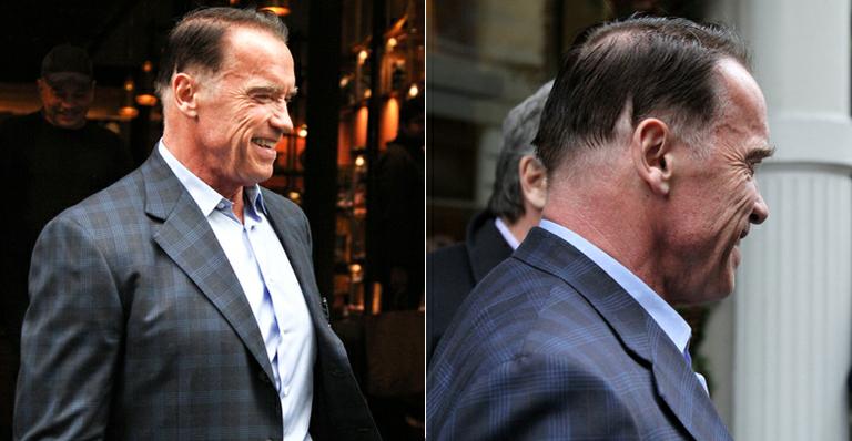 Arnold Schwarzenegger surge com novo corte de cabelo nos EUA