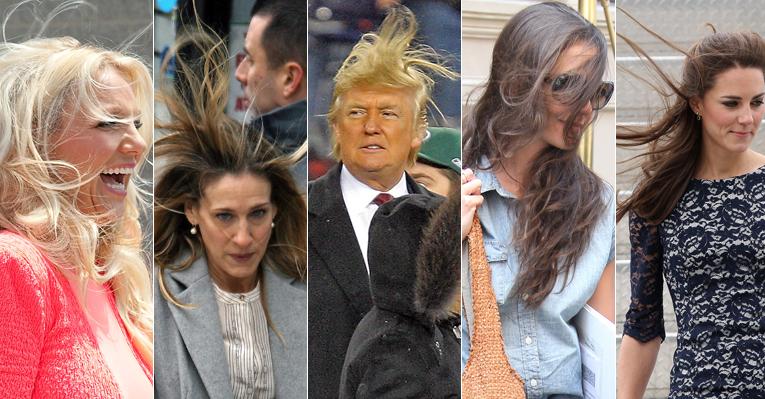 Ai, meu cabelo! Veja celebridades que já tiveram penteados desmanchados pelo vento