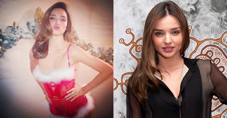 Miranda Kerr publica foto com lingerie natalina em rede social