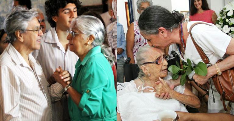 Vídeos mostram Dona Canô cantando com os filhos Caetano Veloso e Maria Bethânia