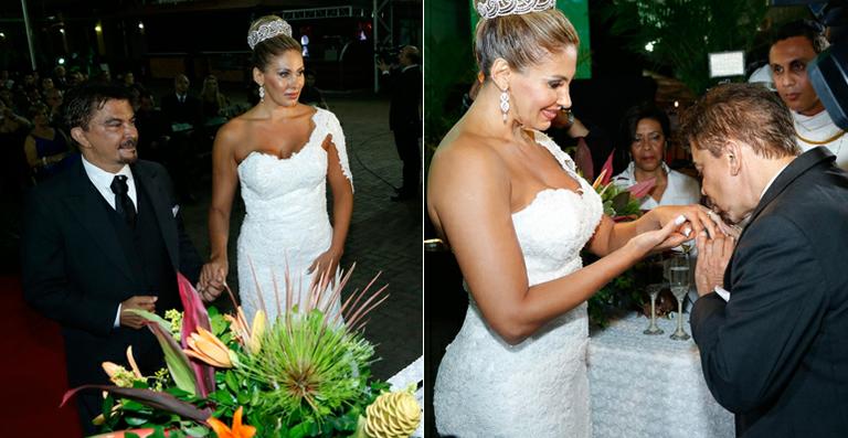 Ângela Bismarchi se casa com Wagner Moraes na Cidade do Samba