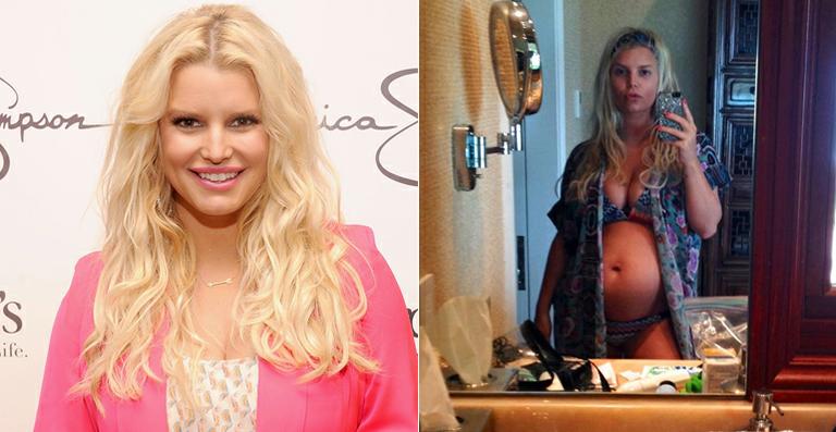 Jessica Simpson exibe a barriguinha da 2ª gravidez