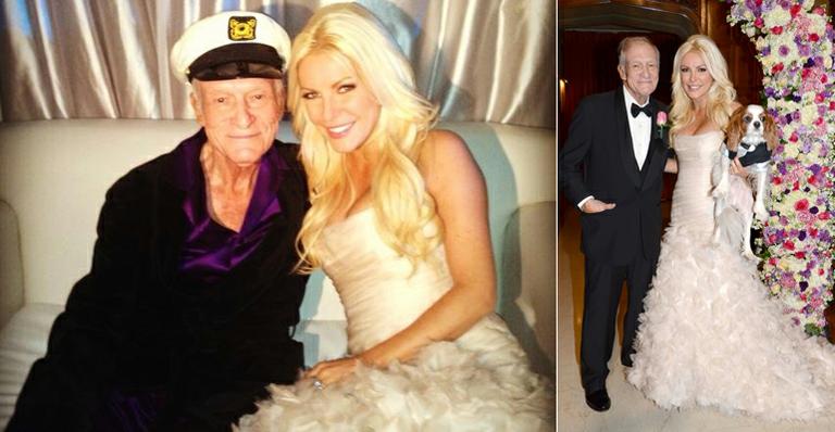 Crystal Harris, mulher de Hugh Hefner, leiloa vestido de noiva e doará lucros para caridade
