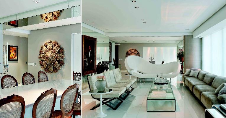 Barroco e moderno se encontram na decoração de um apartamento de frente para a praia de Boa Viagem, em Recife