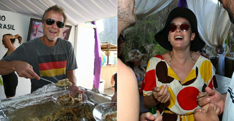 Marcello Novaes e Regiane Alves se deliciam com ‘galinhada’ em Fernando de Noronha
