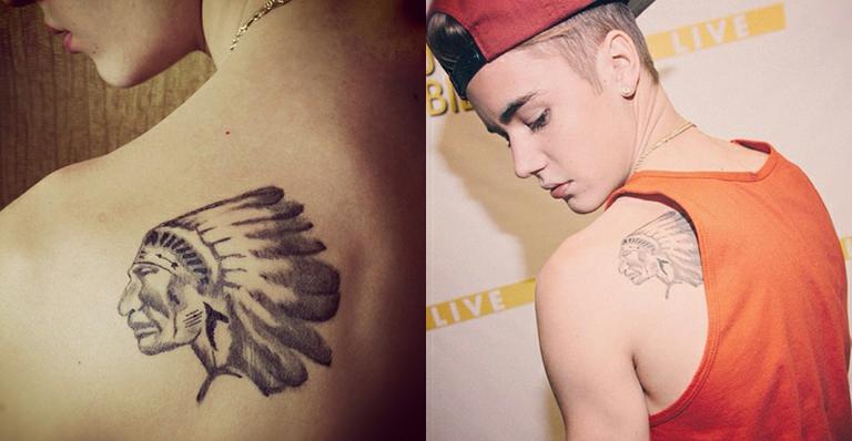 Justin Bieber faz tatuagem em homenagem ao avô: um índio nas costas