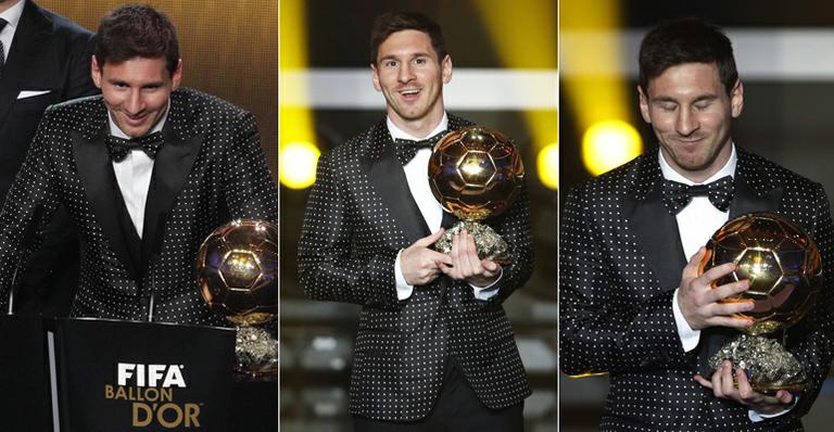 O look exótico de Lionel Messi para receber a 4ª Bola de Ouro