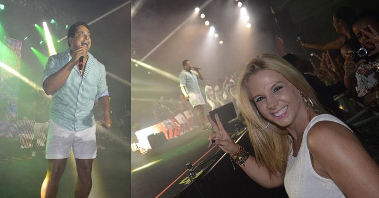 Na plateia, Carla Perez acompanha de pertinho Xanddy em show