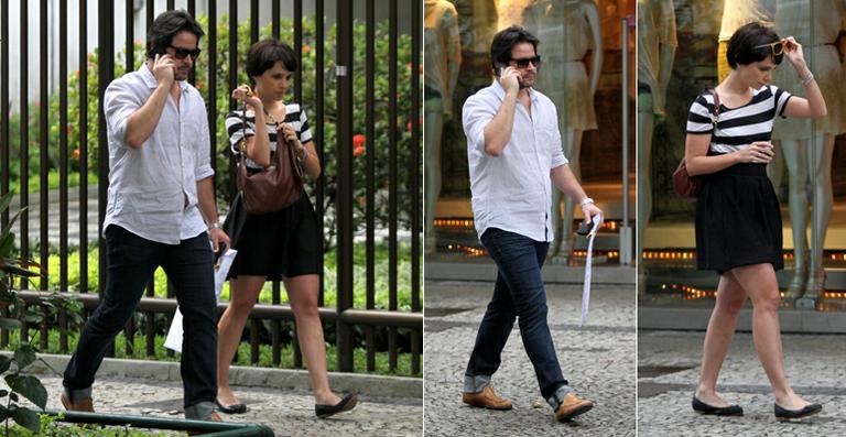 Murilo Benício e Débora Falabella saem juntos de escritório de arquitetura no Rio de Janeiro