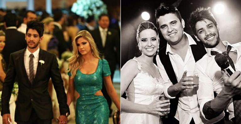 Gusttavo Lima é padrinho em casamento de sertanejo ao lado da noiva
