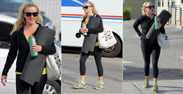 Reese Witherspoon se empenha na ioga
