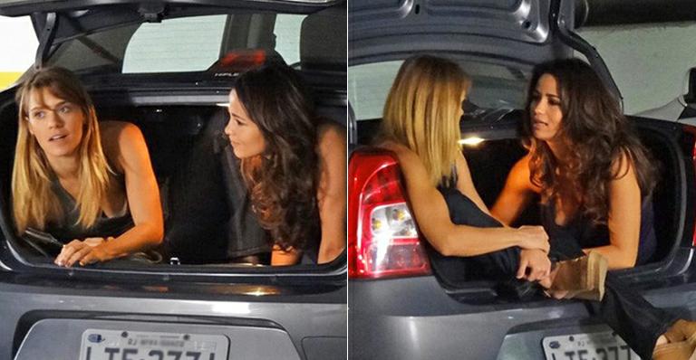 Nanda Costa e Carolina Dieckmann gravam em porta-malas de carro