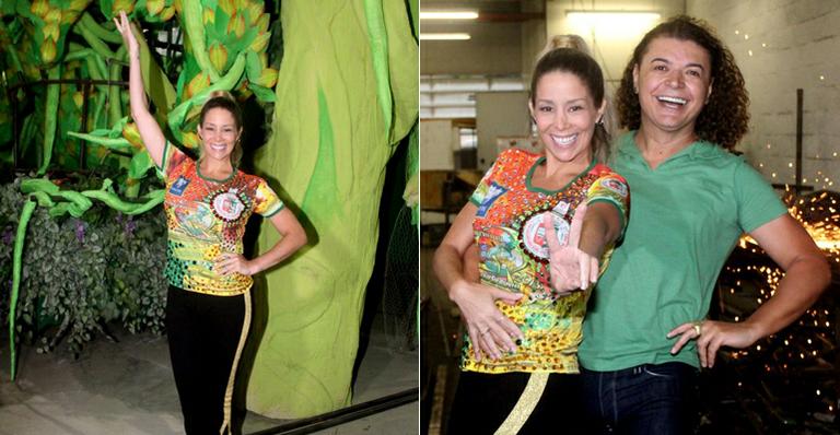 Danielle Winits visita barracão da Grande Rio e avisa que está ‘voltando às origens’
