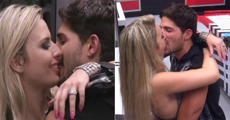 Fernanda Keulla e André Martinelli se beijam em festa