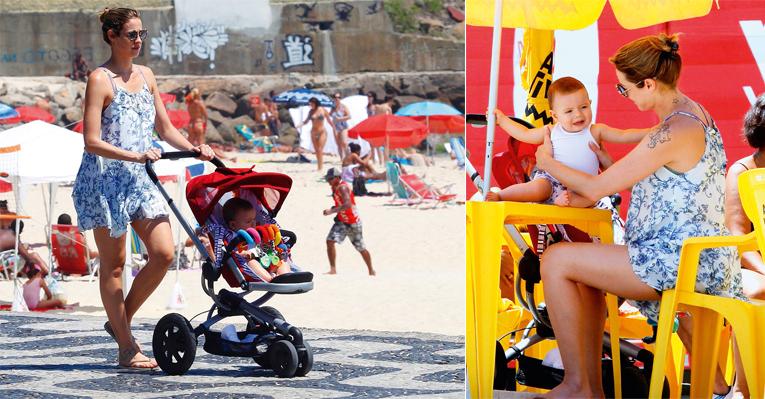 Luana Piovani se diverte com o filho em passeio à beira-mar