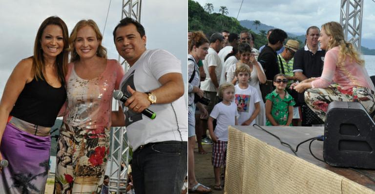 Angélica tem a companhia dos filhos em gravação com a banda Aviões do Forró
