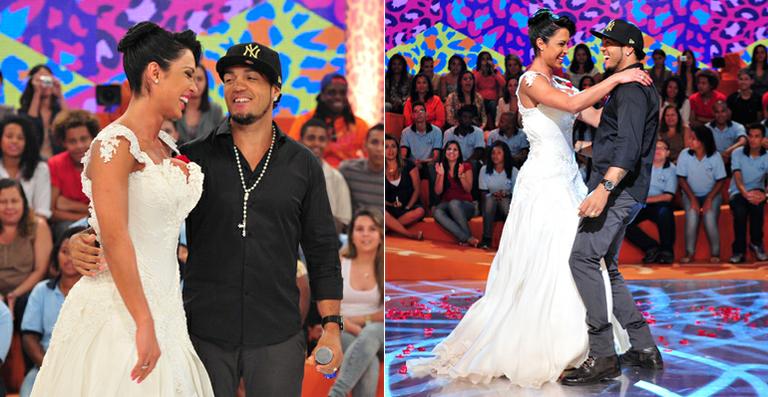 Gracyanne Barbosa e Belo renovam votos de casamento no palco do ‘Esquenta!’