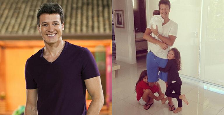 Rodrigo Faro fica rodeado por suas meninas em dia de folga
