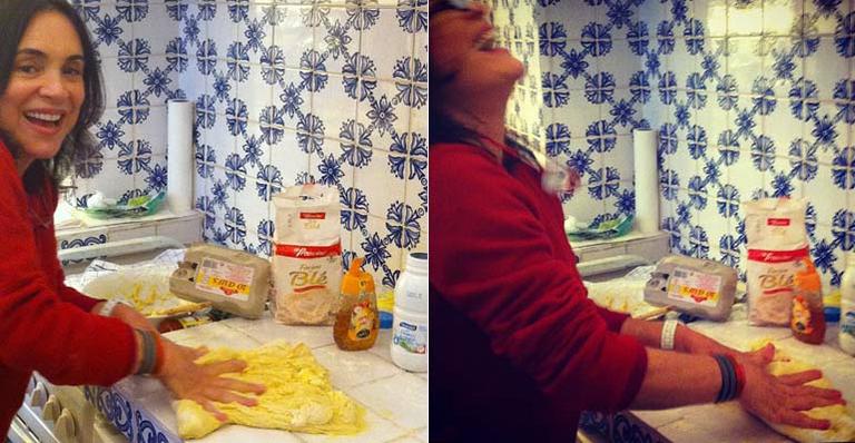 De férias, Regina Duarte faz pão caseiro e relembra personagem cozinheira