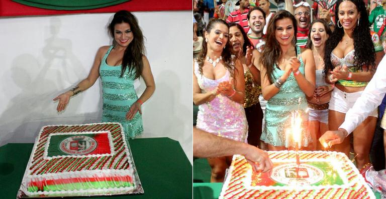 Laryssa Dias comemora seu aniversário na quadra da Grande Rio