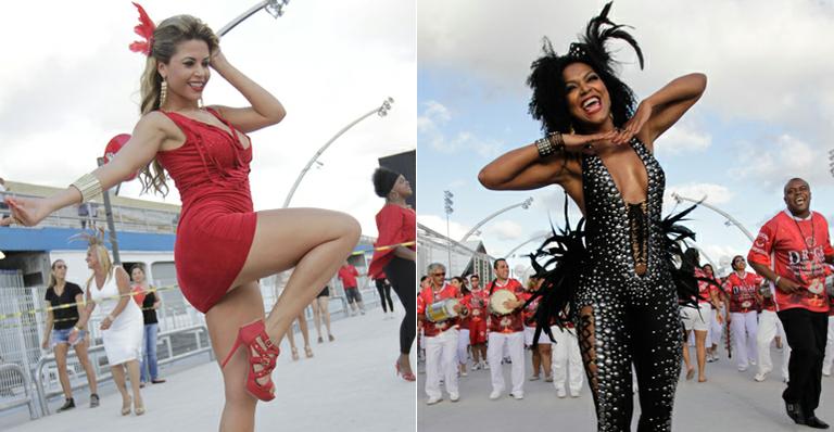 Cacau Colucci e Simone Sampaio mostram samba no pé em ensaio carnavalesco