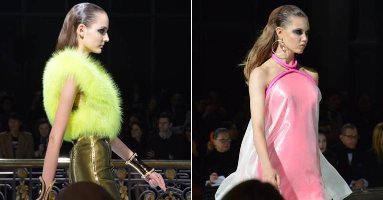 Donatella Versace inaugura a Semana de Alta Costura de Paris com tons fluorescentes e fios de ouro