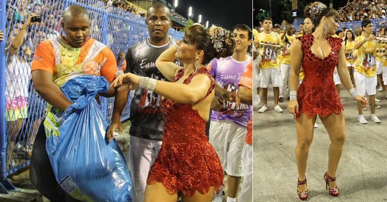 Viviane Araújo presenteia fãs em ensaio técnico da Salgueiro