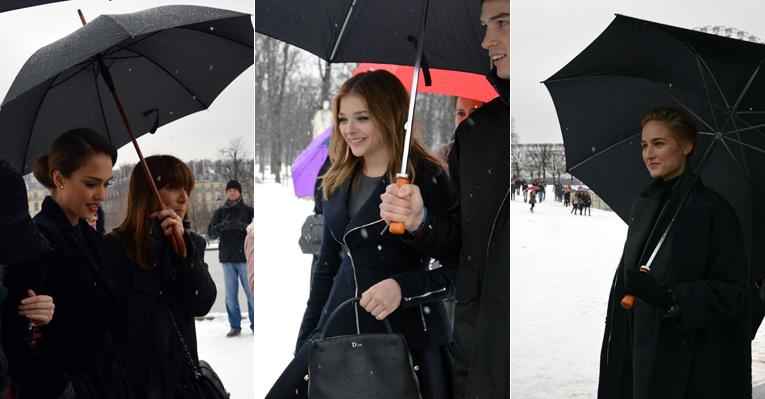 Apesar da neve, famosas conferem desfile da Dior em Paris e não hesitam em usar escarpins