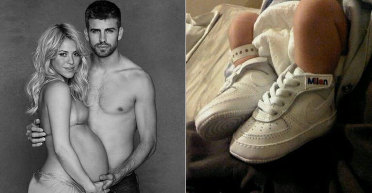 Papai coruja: Gerard Piqué mostra os pés do pequeno Milan
