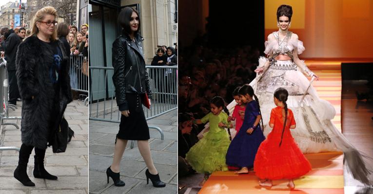 Catherine Deneuve e famosas no desfile de Jean Paul Gaultier em Paris