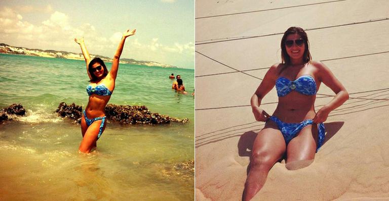 De biquíni, Lívia Andrade exibe boa forma em Natal