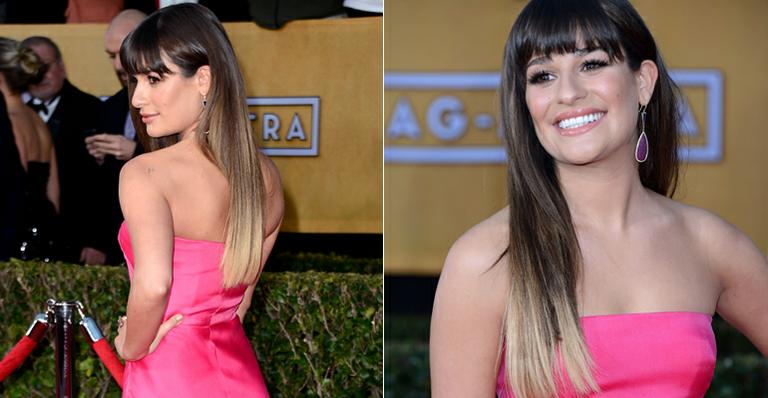 Lea Michele aparece com as pontas dos cabelos descoloridas