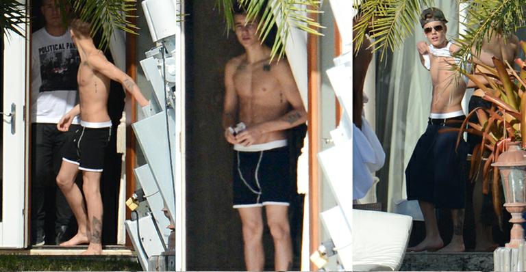 Justin Bieber exibe barriga definida em Miami