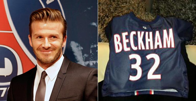 David Beckham leva uniformes de seu novo time para os filhos