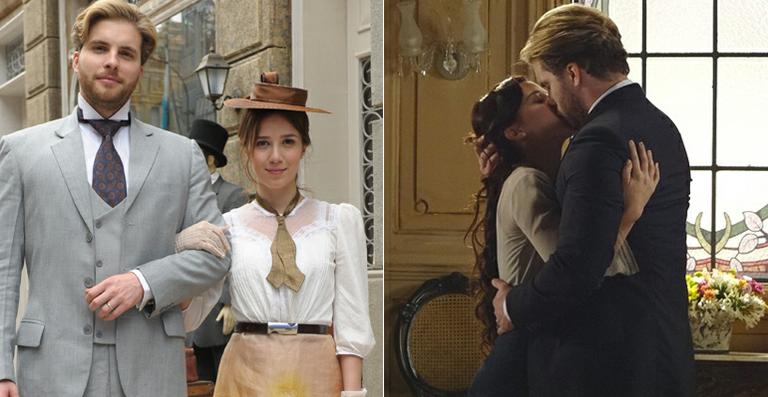 Marjorie Estiano e Thiago Fragoso torcem pelo romance de Laura e Edgar em ‘Lado a Lado’