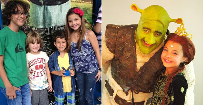 Luiz Felipe Mello, astro-mirim de ‘Salve Jorge’, confere musical ‘Shrek’ com amigos