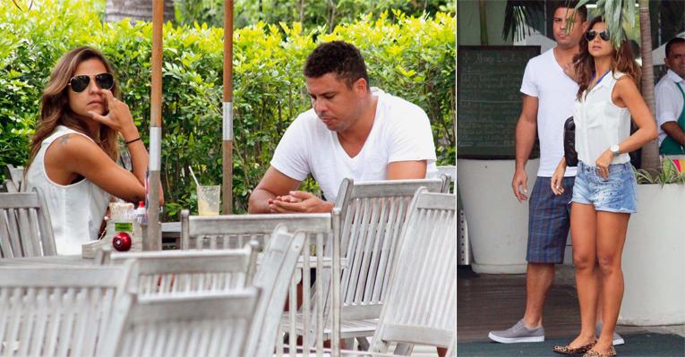 Ronaldo e sua DJ Paula Morais almoçam na Barra da Tijuca, no Rio