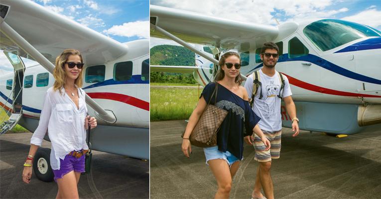 Maria Pinna e Ana Beatriz Barros se empolgam em voo vip para a Ilha de CARAS