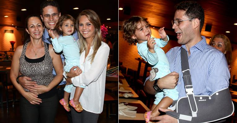 Após passar por cirurgia no ombro, Pedro Leonardo reúne a família em jantar