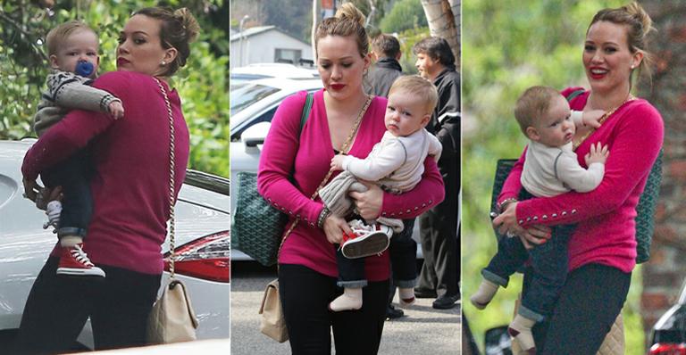 Hilary Duff passeia com seu pequeno Luca Cruz