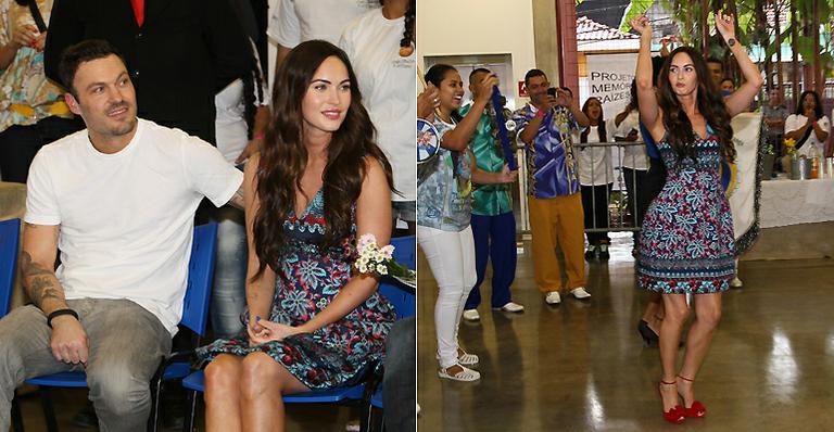 Megan Fox dá seus primeiros passos de samba e seu marido vibra: ‘o carnaval é lindo’
