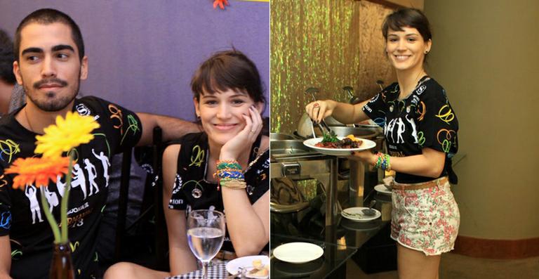 Bianca Bin almoça com o marido em feijoada no Rio de Janeiro