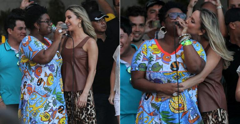 Claudia Leitte recebe vencedora do ‘The Voice’, Ellen Oléria, em festa na piscina