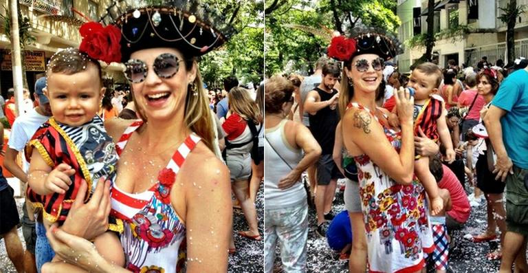 Luana Piovani leva Dom para seu primeiro carnaval de rua