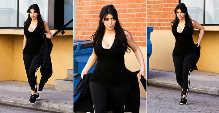 Grávida, Kim Kardashian se exercita em L.A.