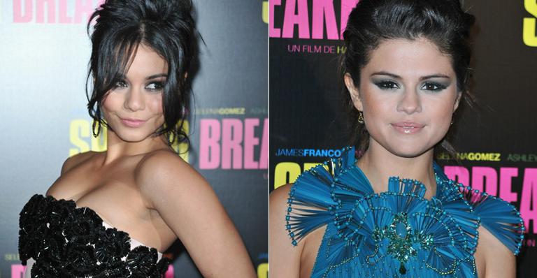 Vanessa Hudgens abusa do decote em première com Selena Gomez