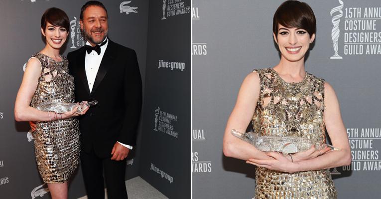 Designers elegem Anne Hathaway a mais bem-vestida. Veja galeria com looks da atriz